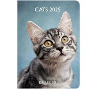 Agenda De Poche 2025 Chats - Format Compact 11,5x16 Cm - 1 Semaine/2 Pages - 7 Langues - Couverture Rigide Marque-Page - Papier Fsc & Encres Végétales - Idéal Cadeau Et Étudiants