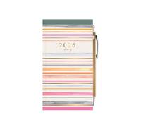 Agenda de poche 2026 fin semainier et stylo - Motif rayures arc-en-ciel - Format portefeuille - Léger et compact - Agenda de voyage pour étudiant
