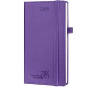 Agenda de Poche 2026 Semainier 16,5 x 9 cm-Couverture Rigide en PU Cuir,Petit Planner D'Jan 2026 à Déc 2026-12 Mois,Avec signet