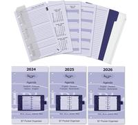 Agenda De Poche À 6 Anneaux 2024-2025-2026 Nachfüllpackungen Wöchentlich Komplettset Deutsch Französisch Und Zusätzliche Tabsheets, Zippocket Und Adressenset