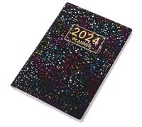 Agenda de Poche A7 en Cuir Imitation, Carnet Mensuel Noir | Planification Portable pour Bureau et Maison, Papier, Style Classique Minimaliste, pour Travailleurs et Voyageurs