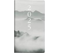 Agenda De Poche Modèle Tm 15 (2025) « Cloudy Mountains », 1 Page = 1 Semaine, Format A6, 112 Pages, Couverture Graphique, Gris