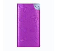 Agenda de poche semainier 2027 - Motif papillon violet | Cuir synthétique, couverture texturée, organiseur compact, léger, portable, journal de voyage, travail, étude