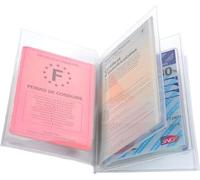 AGENDA DISCOUNT 1 étui de Protection multicartes 4 Volets (8 Faces) - Carte de Cantine, Carte Grise, Nouveau permis de Conduire, Carte d'identité, Carte d'abonnement - 8,8 x 13,8cm - Cristal