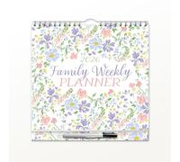Red Robin Publishing Agenda familial hebdomadaire 2026 – 30,5 x 61 cm ouvert, stylo et autocollants