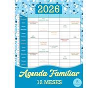 Agenda familiar 2026: Organizador de 12 meses con 5 columnas para padres e hijos