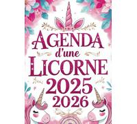 Agenda Fille: JOURNALIER - UN JOUR PAR PAGE | Eleve Ecole Primaire | CP CE1 CE2 CM1 CM2 | College 6eme 5eme 4eme 3eme | Lycee | 2025 2026 | Format ... Licorne, girly, fleurs, arc en ciel | simple