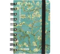 Agenda Haltadéfinition Art branche d'amande 2026, 12 mois, spiralé quotidien avec crayon, fermeture avec élastique et signet cm 9 x 13 h + stylo à clic et signet