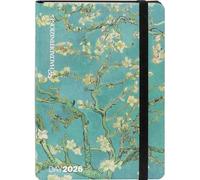 Agenda Haltadéfinition Art branche d'amande fleuri mini 2026, 12 mois, quotidien avec crayon, fermeture avec élastique et signet cm 11 x 15 h + stylo à clic et signet