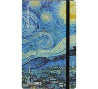 Agenda Haltadéfinition Art - La nuit étoilée - Large 2026, 12 mois, hebdomadaire week, fermeture avec élastique et signet, crayon inclus, 13 x 21 cm + stylo à clic et signet