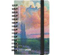 Agenda Haltadéfinition Arte Le nuage rose mini 2026, 12 mois, spiralé hebdomadaire, fermeture avec élastique 9 x 13 cm + stylo à clic et signet