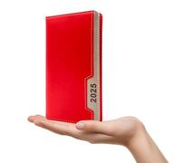 Agenda hebdomadaire 2025, format 10 x 18 cm - Élégante couverture Soft Touch en simili cuir, parfaite pour organiser des rendez-vous et du travail, journal en italien de janvier à décembre (rouge)