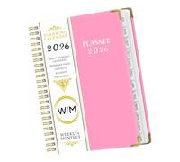 Agenda hebdomadaire 2026 à double spirale avec fermeture à bande élastique pour carnet de gestion des tâches