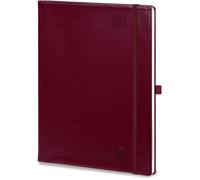 Agenda hebdomadaire A4 29 7 x 21 cm - couverture souple PU papier 100 g/m² rouge bordeaux - français août 2026 à juillet 2027