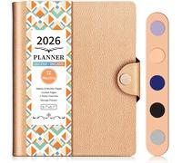 Agenda Hebdomadaire Et Mensuel 2026, Janvier 2026 À Décembre 2026, 22 Cm X 17 Cm, Agenda 2026 Avec Couverture En Cuir Pu, 12 Onglets Mensuels, Organiseur Parfait, Rose