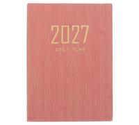 Agenda Hebdomadaire et Mensuel 2027 A5 Couverture Cuir PU Rose Portable | Carnet de Planification pour Étudiants et Professionnels, Suivi des Activités et Tâches, Calendrier Complet Annuel