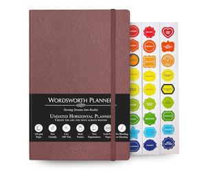 Agenda Hebdomadaire Et Mensuel Wordsworth Non Daté - Couverture Rigide, Vierge, 14,8 X 21,9 cm - Papier A5 De Qualité Supérieure (120 G/m²) - Format Mensuel, Hebdomadaire Et Annuel - Bullet Planner