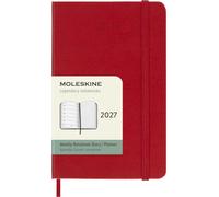 Moleskine Agenda hebdomadaire classique 12 mois 2027, couverture rigide, poche (3,5" x 5,5"), rouge écarlate, 144 pages
