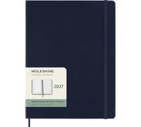 Moleskine Agenda hebdomadaire classique 12 mois 2027, couverture rigide, XL (7,5" x 9,75"), bleu saphir, 144 pages