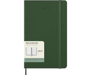 Agenda Hebdomadaire Moleskine 2027, Agenda de 12 Mois avec Espace pour Prendre des Notes, Couverture Rigide et Fermeture Élastique, Format Large 13x21 Cm, Couleur Vert Myrte