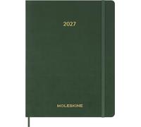 Agenda Hebdomadaire Vertical Moleskine 2026-2027, Agenda Essential Planner 15 Mois avec Emplacements Horaires Quotidiens et Couverture Souple, Format XXL 23,5X28,14cm, Couleur Vert Myrte