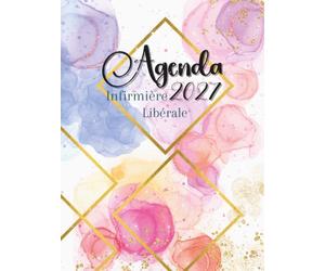 Agenda Infirmière Libérale: 2 JOURS par PAGE, Planificateur de tournée de 5h à 22h, grand format, toutes les 30min, +RDV patients +km +CA +bilan comptable