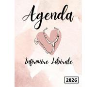 agenda infirmière libérale 2026: Du 01 janvier au 31 décembre, Organisateur de tournées, 1 page par jour avec bilan chaque fin du mois, 385 pages en noir et blanc, Grand format.
