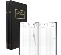 Agenda Journalier 2024 Banquier 1 Jour Sur 2 Pages - 2 Volumes - 14,3 X 32,5 Cm - Noir - Brepols