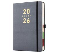 Agenda journalier 2024, format A5, page par jour, couverture rigide, porte-stylo, noir 2026, A5