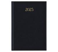 Agenda journalier 2025 F.to 15 x 21 cm A5 à carreaux simili cuir élégant bleu pour bureau coiffeur restaurant + stylo à cliquer et signet