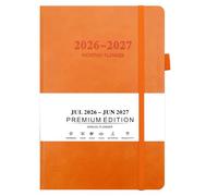 Agenda journalier 2026-2027 de juillet 2026 à juin 2027 en polyuréthane avec fente élastique pour stylo, 384 pages pour planification quotidienne
