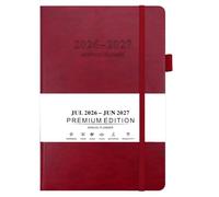 Agenda journalier 2026-2027 de juillet 2026 à juin 2027 en polyuréthane avec fente élastique pour stylo, 384 pages pour planification quotidienne