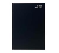 Agenda journalier 2026 A4 noir avec page complète pour samedi et dimanche, couverture rigide et ruban signet, planificateur annuel d'affaires, bureau, maison, voyage, organisation