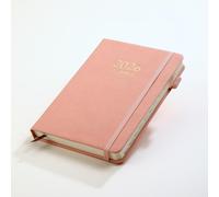 Agenda journalier 2026, A5 en cuir synthétique, page par jour, janvier à décembre 2026, onglets mensuels, panneaux latéraux colorés, noir (b)