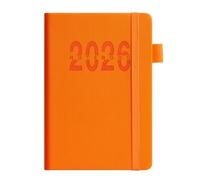 Agenda journalier 2026 avec marque mensuelle colorée à couverture rigide en cuir, 360 pages datées pour planification quotidienne, journal de voyage