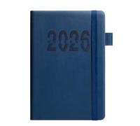 Agenda journalier 2026 avec marque mensuelle colorée à couverture rigide en cuir, 360 pages datées pour planification quotidienne, journal de voyage