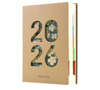 Agenda journalier 2026 - avec onglets - Carnet de notes en papier épais de 365 jours - Planificateur 2026 hebdomadaire mensuel, pour agenda, planification de rendez-vous, maison, bureau, salle de
