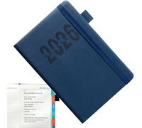 Agenda journalier 2026 avec sangle, journal A5 à rayures verticales, carnet en anglais pour enseignant académique, étudiant, école, voyages d'affaires, fitness, voyage, maison, réunions