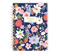 Agenda journalier 2026 floral, format A5, 15 x 21 cm, 160 pages, à spirales, pages détachables (A)