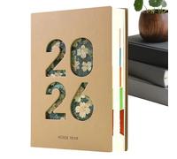 Agenda journalier 2026 format A5 avec couverture en cuir synthétique - Agenda journalier mensuel - Planificateur de travail de janvier à décembre 2026 - Pour les étudiants et les entreprises