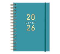 Agenda journalier 2026 format A5 avec couverture souple à spirales et pages de voyage Bleu