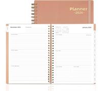 Agenda journalier 2026, hebdomadaire et mensuel 2026, janvier 2026 à décembre 2026, 15,7 x 21,3 cm, calendrier journalier avec onglets et poche, papier épais 100 g/m², rose