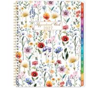 Agenda journalier 2027 format A4 avec feuillage rouge et fleurs rouges (couverture plastifiée de couleur)