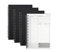 Agenda Journalier Cahier Papier Kraft Noir Cahier Bloc Note à Spirale Manuels de Gestion du Temps to Do List Planificateur Quotidien 100 Pages / 50 Feuilles 19 x 13 cm (4 Pièces)