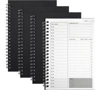 Agenda Journalier Cahier Papier Kraft Noir Cahier Bloc Note À Spirale Manuels De Gestion Du Temps To Do List Planificateur Quotidien 100 Pages / 50 Feuilles 19 X 13 Cm (4 Pièces)