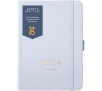 Agenda Journalier Compact - Janvier À Décembre 2024 - Similicuir Bleu Nuage - Planificateur Journalier A6 Avec Pages Lignées, Notes Et Calendrier Annuel