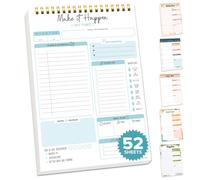 Agenda journalier non daté Decorably, 52 feuilles, bleu, détachable, 6,5 x 10 pouces, reliure à ressort, pour planning, priorités, listes de tâch