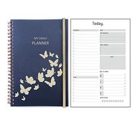 Agenda Journalier Sans Date A5, Planner Journalier avec To Do List & Schedule, Extra Notes Contact Traceur d'habitudes, Poche, Spirale, Undated Daily Planner Idée Agenda Scolaire Familial