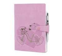 Agenda journalier vélo avec cœurs 2026 fuchsia 12 mois 17 x 12 cm bloc fixe avec cordon et stylo + stylo à clic et marque-page gratuit