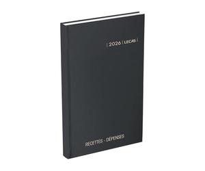 Agenda LECAS Civil Carré Recettes-Dépenses Année 2026 Journalier Format 14x22 cm Couverture Rigide Noire